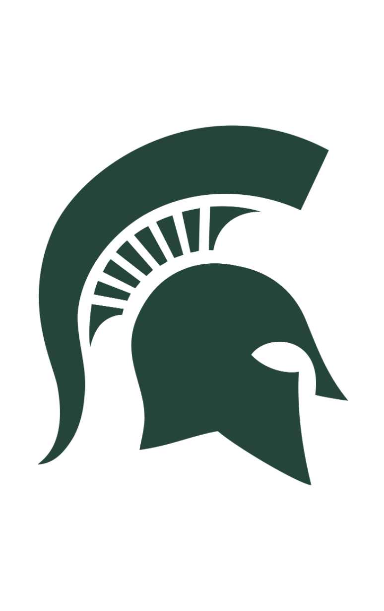 MSU logo of green outline of spartan head